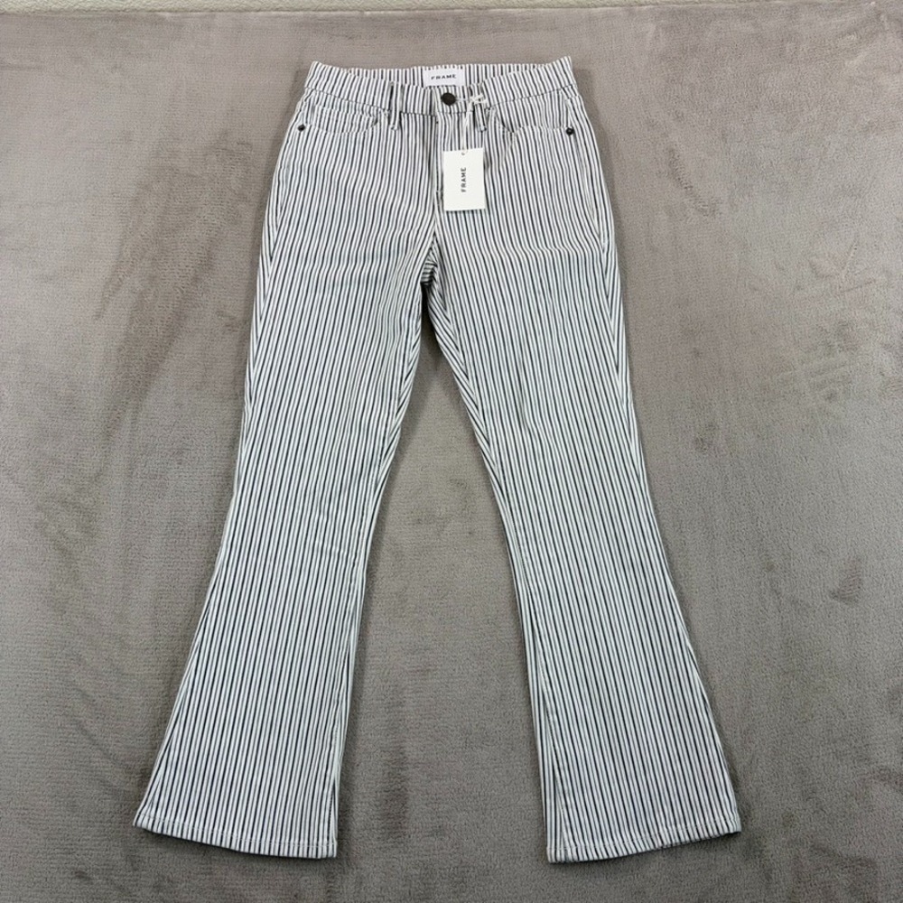 Frame Jeans Le Crop Mini Boot Jeans in Blanc Multi Women 26 Mid Rise NWT $225